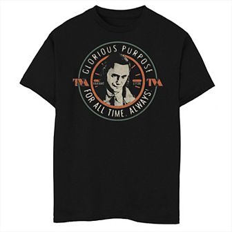 Boys 8-20 Marvel Loki Glorious Purpose For All Time. Always! Circle Graphic Tee