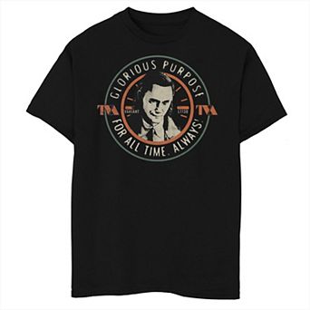 Boys 8-20 Marvel Loki Glorious Purpose For All Time. Always! Circle Graphic Tee