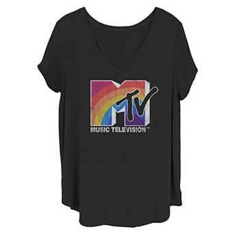 Juniors' Plus MTV Rainbow Logo Tee