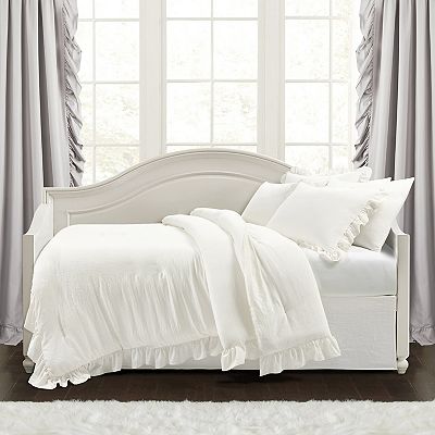 Lush Decor Reyna Ruffle Daybed Set 6 Piece Cozy Ruffled Bedding Set Timeless Elegance and Comfort 68 W x 92 L Light Gray