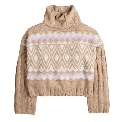 Juniors' SO® Cropped Textured Turtleneck Sweater