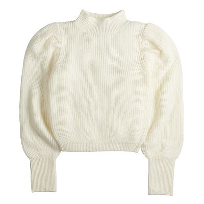 Juniors SO Mock Turtleneck Puff Sleeve Sweater