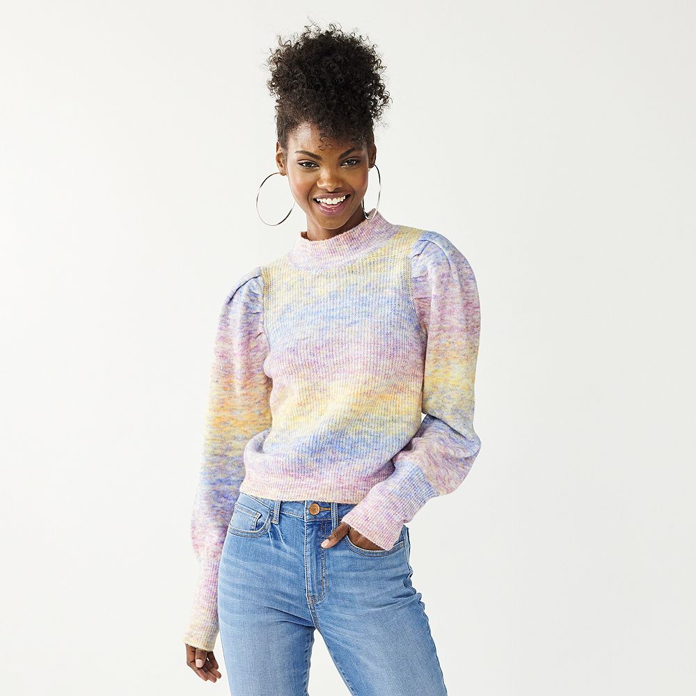 トップス SOOR_PLOOM 3Y/98cm Juniors' SO® Mock Turtleneck Puff Sleeve Sweater