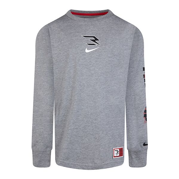 Nike 3BRAND by Russell Wilson Big Boys Crew Neck Long Sleeve Graphic T-Shirt | Gray | Regular Large | Shirts + Tops Graphic T-shirts