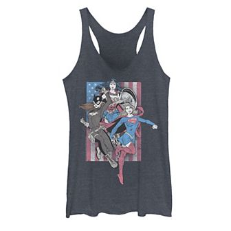 Juniors' Justice League Heroine American Flag Portrait Tank Top