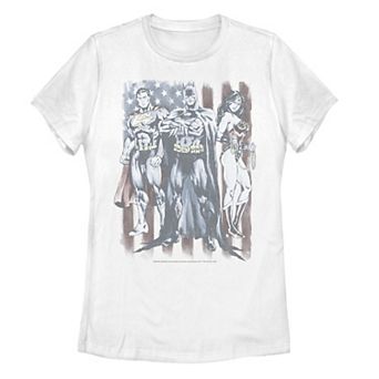 Juniors' DC Comics Justice League Trio With The Flag Tee