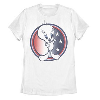 Juniors' Looney Tunes Tweety Bird Fourth Of July Americana Circle Tee