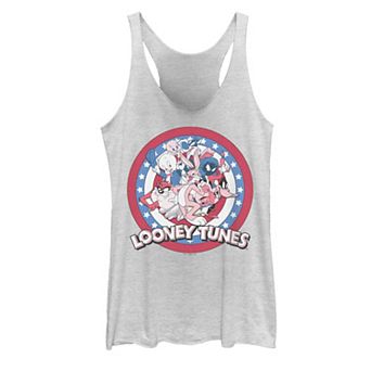 Juniors' Looney Tunes Group Shot Fourth Of July Americana Circle Tank Top