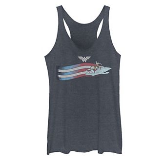 Juniors' DC Comics Fourth Of July Wonder Woman Invisible Jet Tank Top