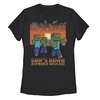 Juniors' Minecraft Sun's Down Zombies Around Portrait Tee