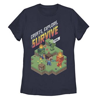 Juniors' Minecraft Create, Explore, Survive Landscape Portrait Tee