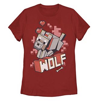 Juniors' Minecraft Wolf Portrait Tee