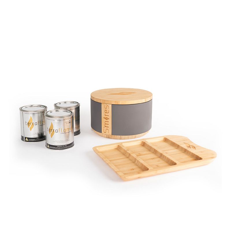 TerraFlame Smores Roaster Gift Set with Bamboo Tray, Grey