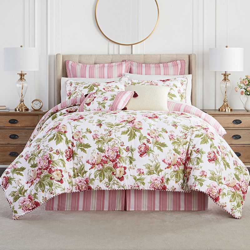 Waverly Forever Peony Comforter Set with Shams, Pink, Queen