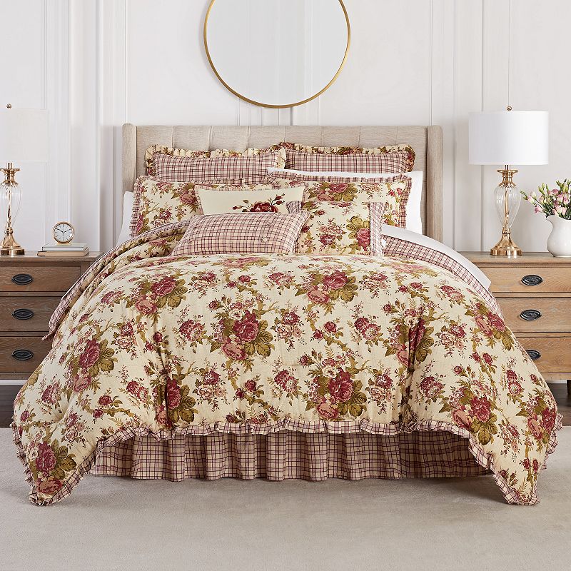 Waverly Norfolk Comforter Set with Shams, Red, King