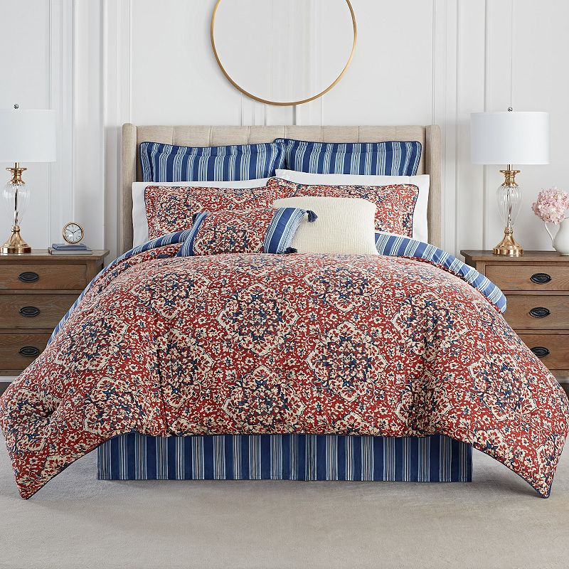 Waverly Tabriz Comforter Set with Shams, Red, Queen