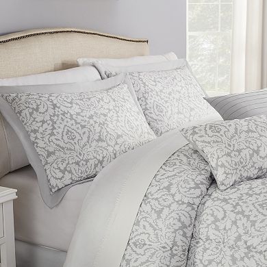 Traditions by Waverly Dashing Damask Comforter Set with Shams and Decorative Pillows