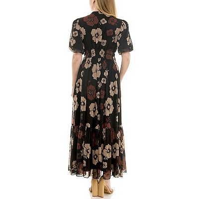 women's taylor puff sleeve fit & flare maxi dress Off-Shoulder Smocked Puff Sleeve Maxi Dress 0(SMALL) / GRAY main image 1