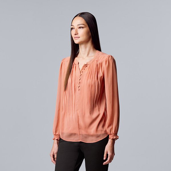 Women's Simply Vera Vera Wang Shirred Chiffon Blouse