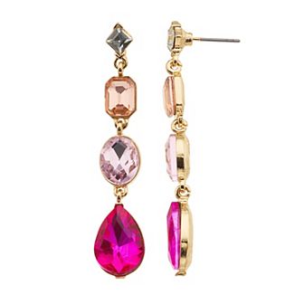 LC Lauren Conrad Gold Tone Tiered Ombre Gem Drop Earrings