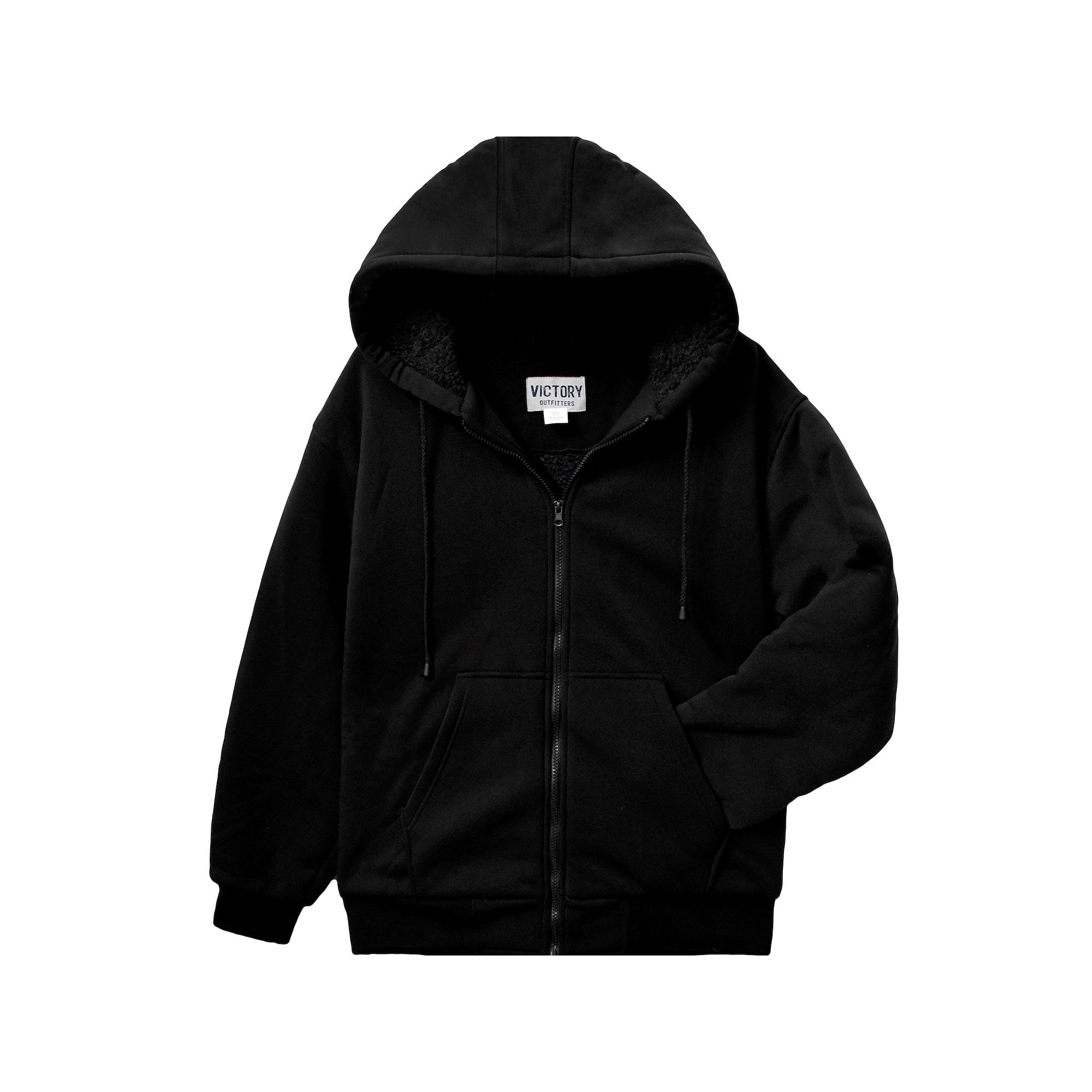 Mens Victory Outfitters Mens Heavy Burly Sherpa Hoodie, Size: Medium, Bla