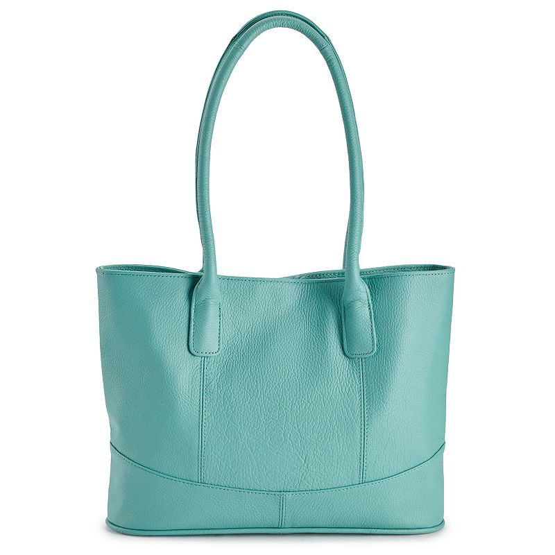 AmeriLeather Casual Leather Tote Bag, Turquoise/Blue