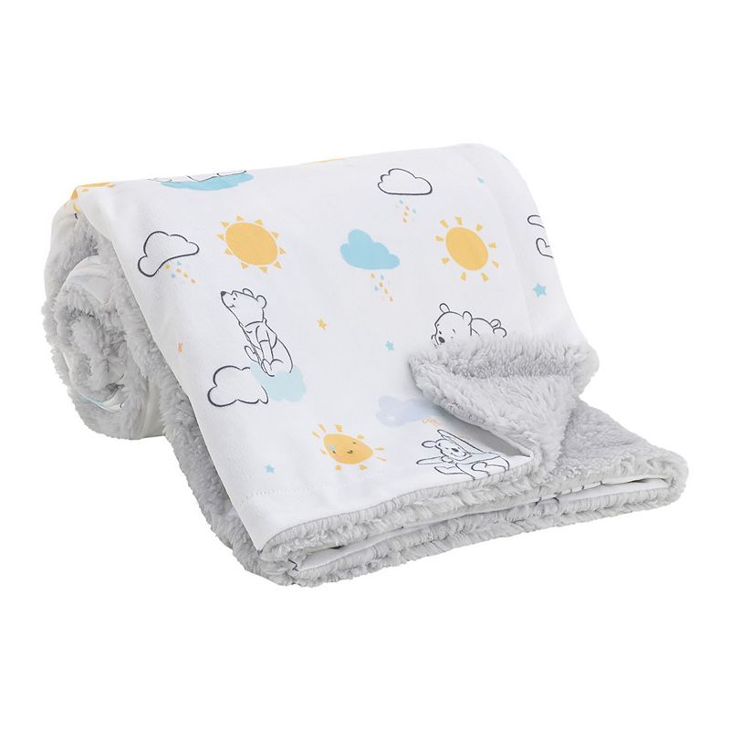 Disneys Winnie the Pooh Velboa & Sherpa Baby Blanket, Yellow