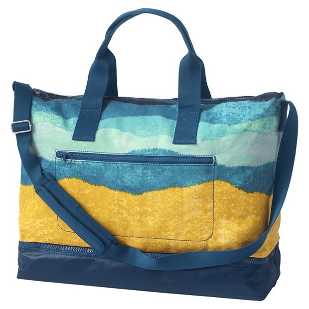 NEW Lands End Medium Zip Top Canvas Tote in Blue Ombre