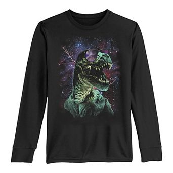 Boys 8-20 T-Rex Roaring In The Night Sky Long Sleeve Tee