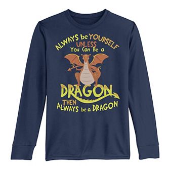Boys 8-20 Always Be Yourself Unless You Can Be A Dragon Long Sleeve Tee