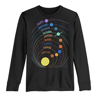 Boys 8-20 Space Solar System Colors Long Sleeve Tee