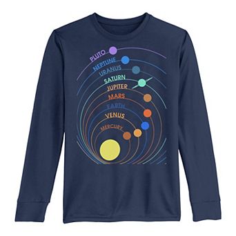 Boys 8-20 Space Solar System Colors Long Sleeve Tee