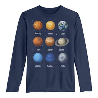 Boys 8-20 Space Planet Lineup Detailed Long Sleeve Tee