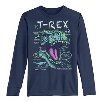 Boys 8-20 Know T-Rex Dinosaur Text Poster Long Sleeve Tee