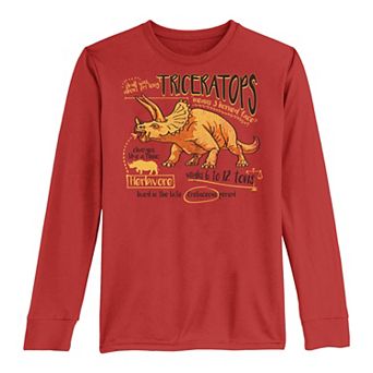 Boys 8-20 Triceratops Dinosaur Text Poster Long Sleeve Tee