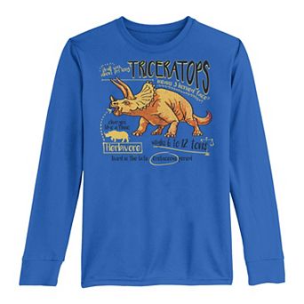 Boys 8-20 Triceratops Dinosaur Text Poster Long Sleeve Tee