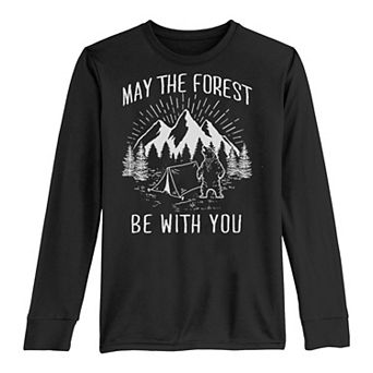 Boys 8-20 May The Forest Be With You Camping Long Sleeve Tee
