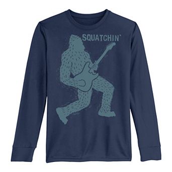 Boys 8-20 Sasquatch Squatchin' Playing The Guitar Long Sleeve Tee