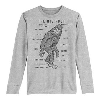 Boys 8-20 The Big Foot Facts Long Sleeve Tee