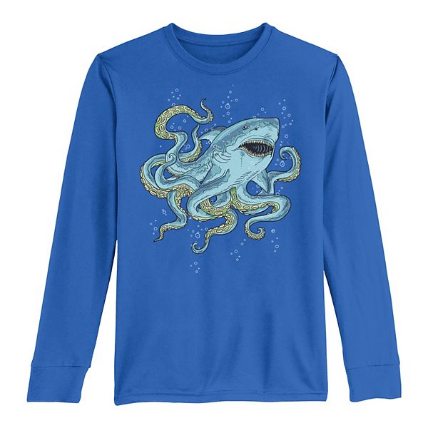 Boys 8-20 Half Shark Half Octopus Sharktopus Long Sleeve Tee