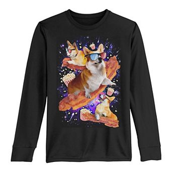 Boys 8-20 Popcorn Corgi Collage Long Sleeve Tee