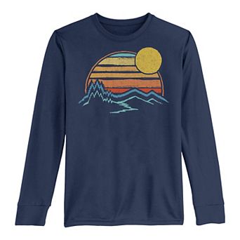 Boys 8-20 Outdoor Sunset Mountains Color Fade Long Sleeve Tee