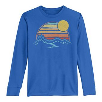 Boys 8-20 Outdoor Sunset Mountains Color Fade Long Sleeve Tee