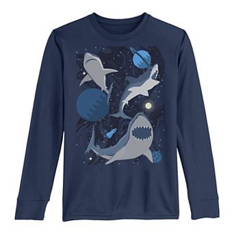 Boys 8-20 Shark Space Collage Long Sleeve Tee