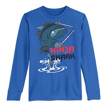 Boys 8-20 Ninja Shark Jump Long Sleeve Tee