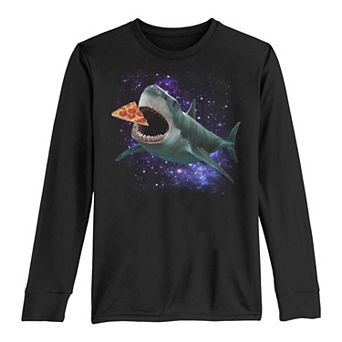 Boys 8-20 Shark Space Pizza Long Sleeve Tee
