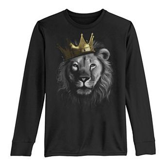 Boys 8-20 King Lion With Crown Street Art Long Sleeve Tee