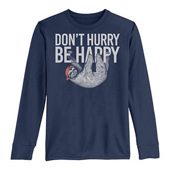 Boys 8-20 Don't Hurry Be Happy Hanging Sloth Long Sleeve Tee