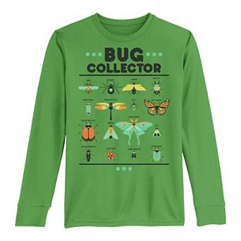 Boys 8-20 Bug Collector Rows Of Bugs Labeled Long Sleeve Tee