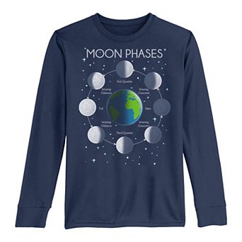 Boys 8-20 Moon Phases Around Earth Long Sleeve Tee